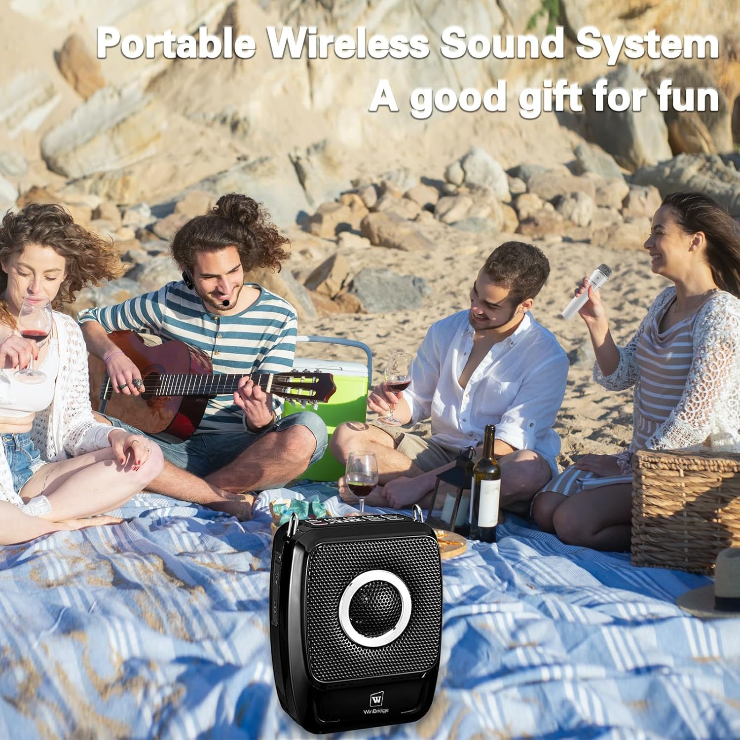 Voice Amplifier with Dual Professional Microphones Wireless-25W Portable Microphone and Speaker Pa System, Bluetooth Speaker with Microphone Megaphone for Teachers Outdoor Indoor ect