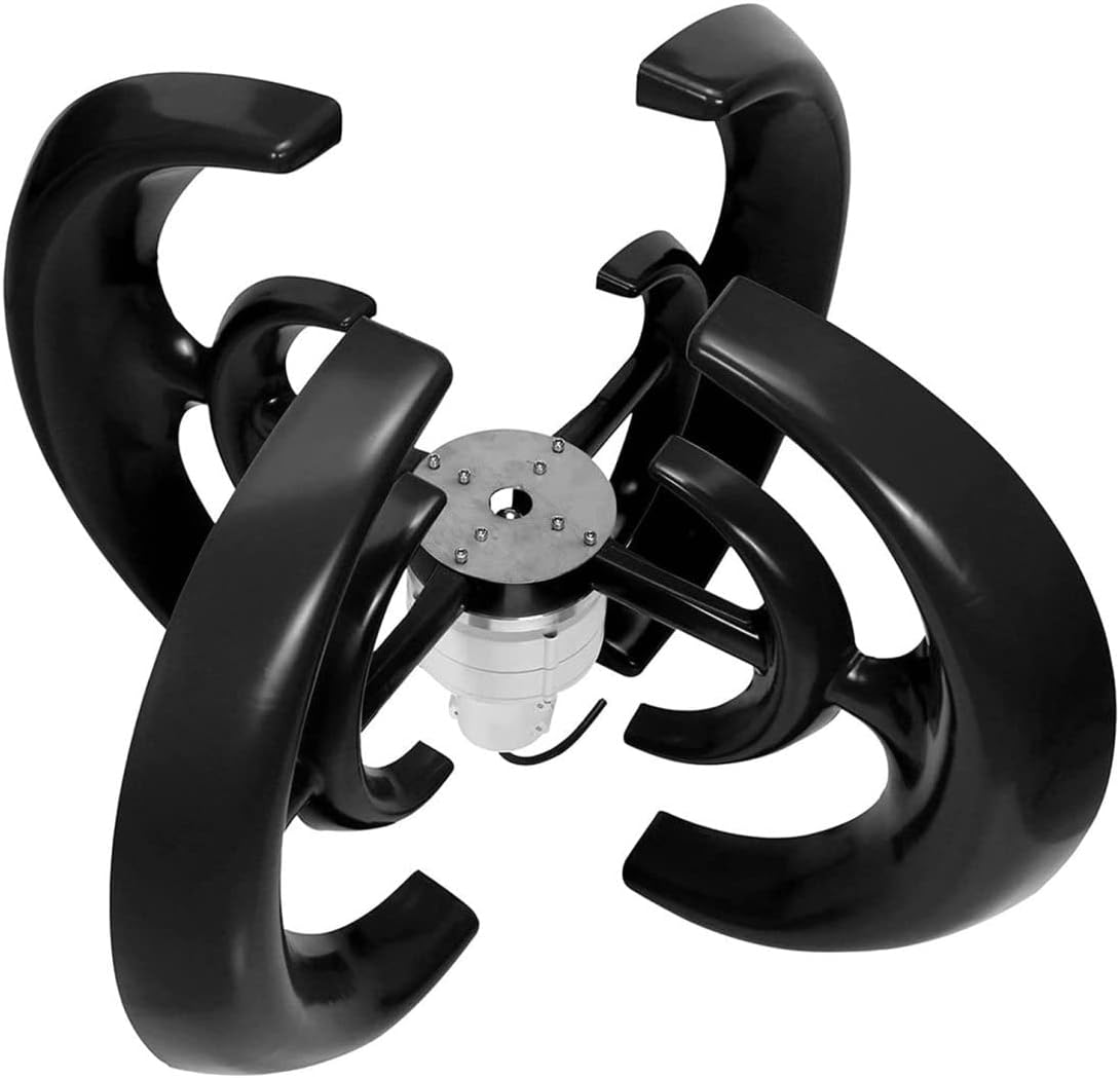 LiuSj JUnSt 9000W Vertical Axis Wind Turbines Generator Lantern 4 Blades Motor Kit Windmill Energy Charge Turbines for Home Camping(Black)