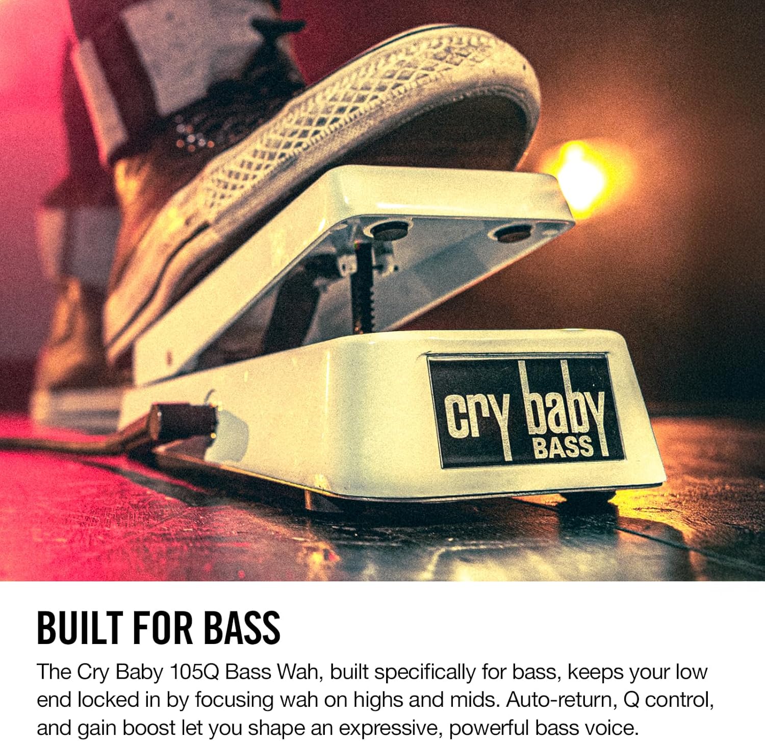 JIM DUNLOP 105Q Cry Baby Bass Wah Guitar Effects Pedal, White