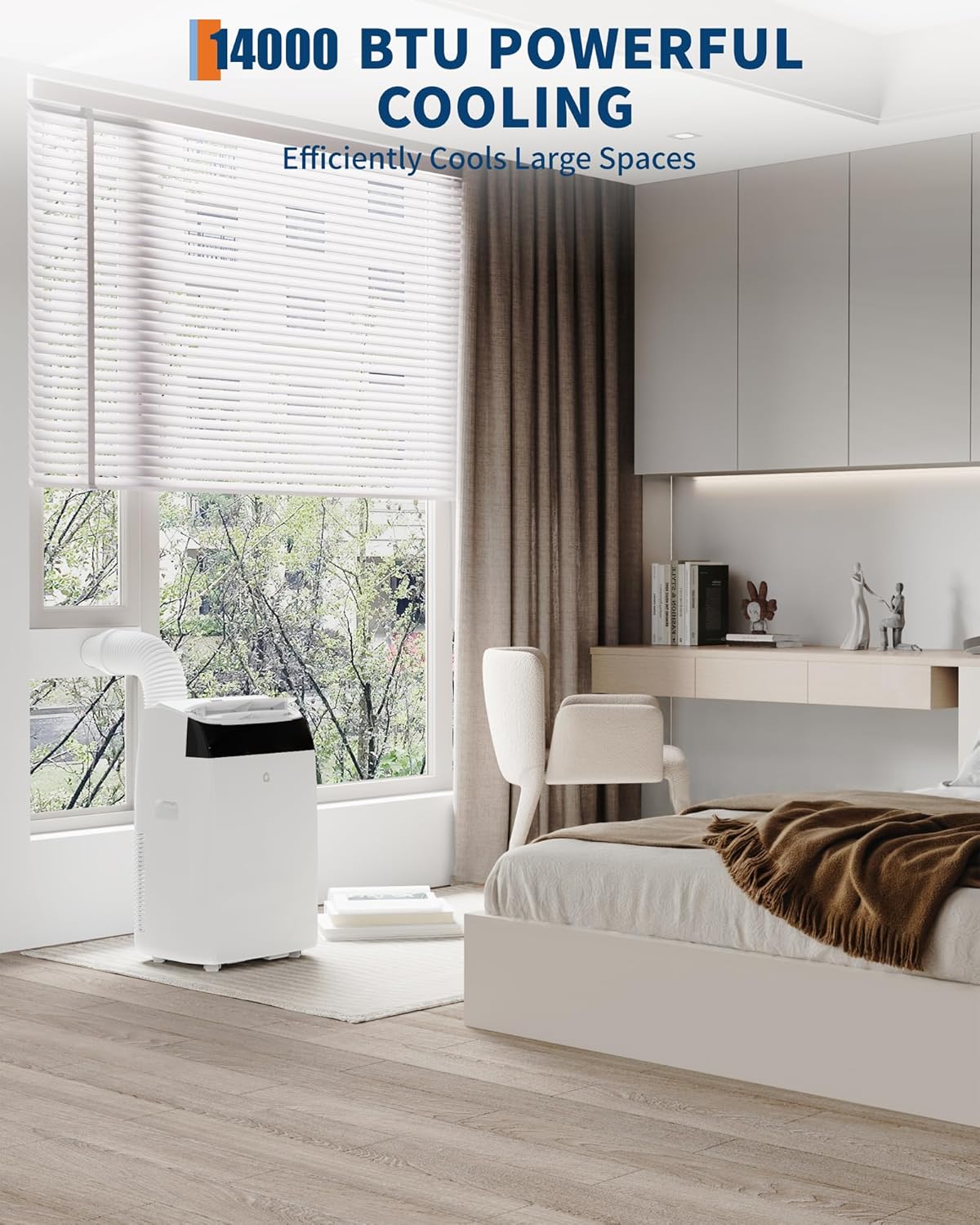 14000 BTU Portable Air Conditioners with Remote Control, 3-in-1 Free Standing Cooling AC Unit with Fan & Dehumidifier, Cools Room up to 700 sq.ft, Smart/Sleep Mode, 3 Speed, Auto Swing, 24H Timer