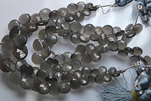 8'' long strand, super fines, natural grey moonstone faceted pear briolettes, size 15-10mm