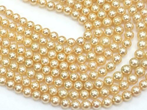 1 Strand Natural Gold South Sea Pearls Cultured, Natural Pearls, Original South Sea Pearls Non Treated Round Balls, 8-9mm 8