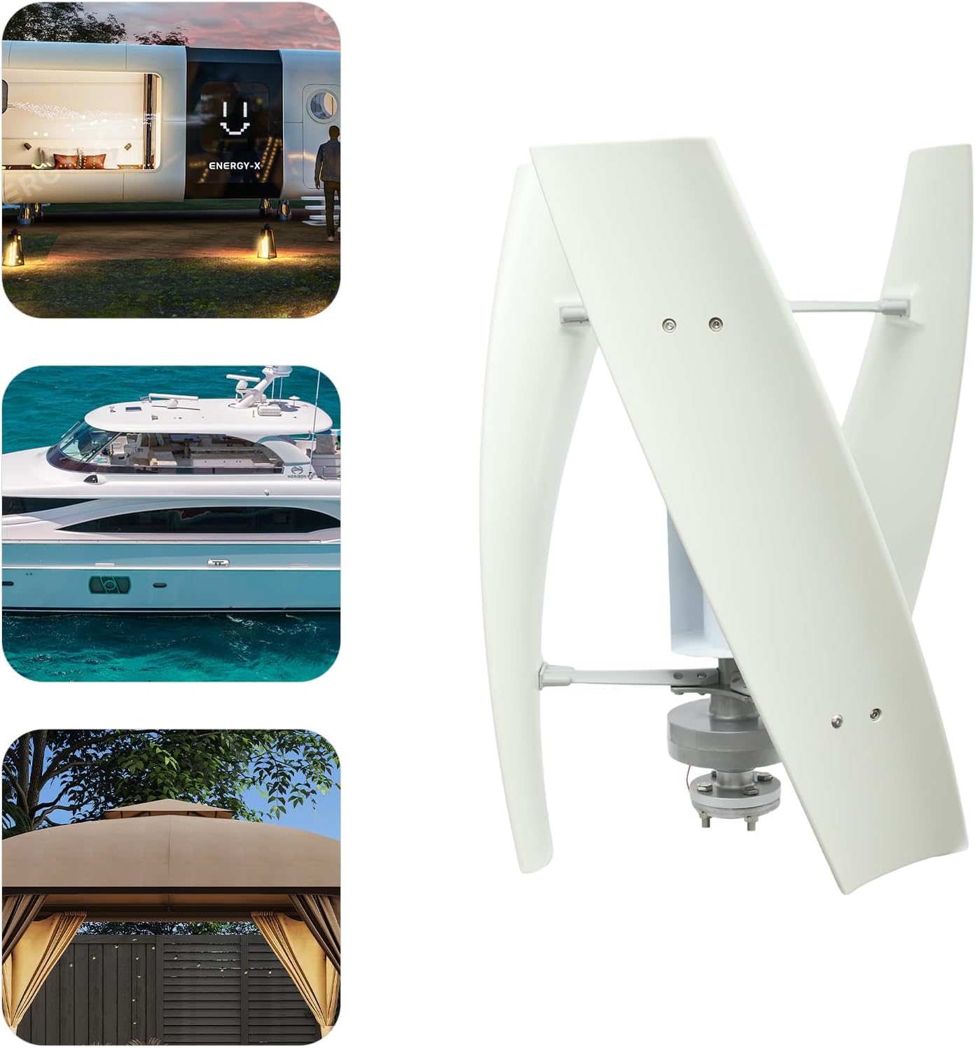 100W Vertical Axis Wind Turbine Generator, 24V Permanent Magnet Levitation Wind Power Turbine Generator Kit with Controller, 3 Blades Vertical Axis Generators for Terrace, Motor Home, Chalet