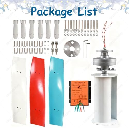 300W Maglev Vertical Wind Turbine Kit - Portable Wind Power Generation with 3 Curved Nylon Blades for Courtyard, Farm, Factory & Remote Use