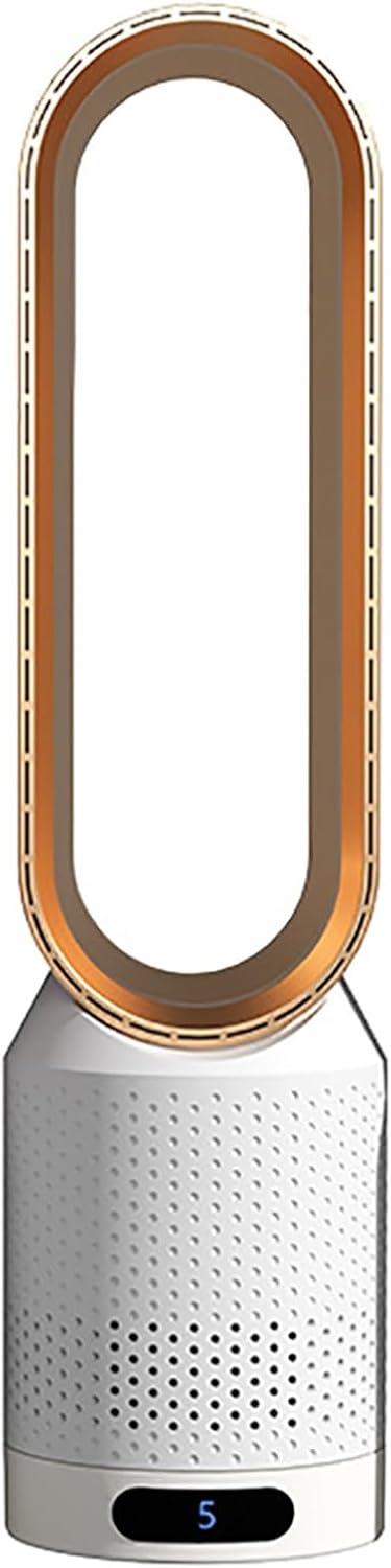 Floor Fans for Bedroom, Standing Bladeless Fan with Remote, Tower Fan Air Circulator with Remote, Low Noise Bladeless Fan for Home, Bedroom, Office; 8-Speeds, Wide-Angle Swing, Can Be Timed(Gold)