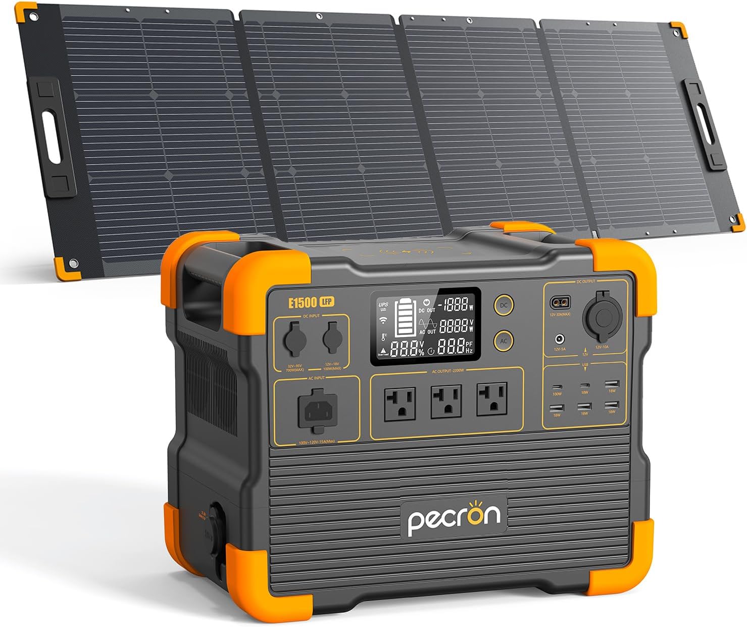 pecron E1500LFP 2200W Solar Generator with 200W Panel Included Portable Power Station with 200W Solar Panel