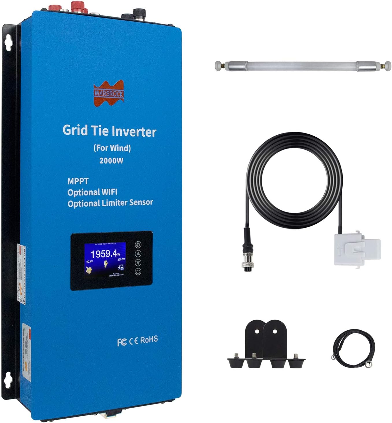 Mars Rock 2000W Wind Grid Tie Inverter with Limiter, Pure Sine Wave Inverter,Converts 45-90V DC Input to 240V AC Output,Perfectly Compatible with Home Wind Power Systems