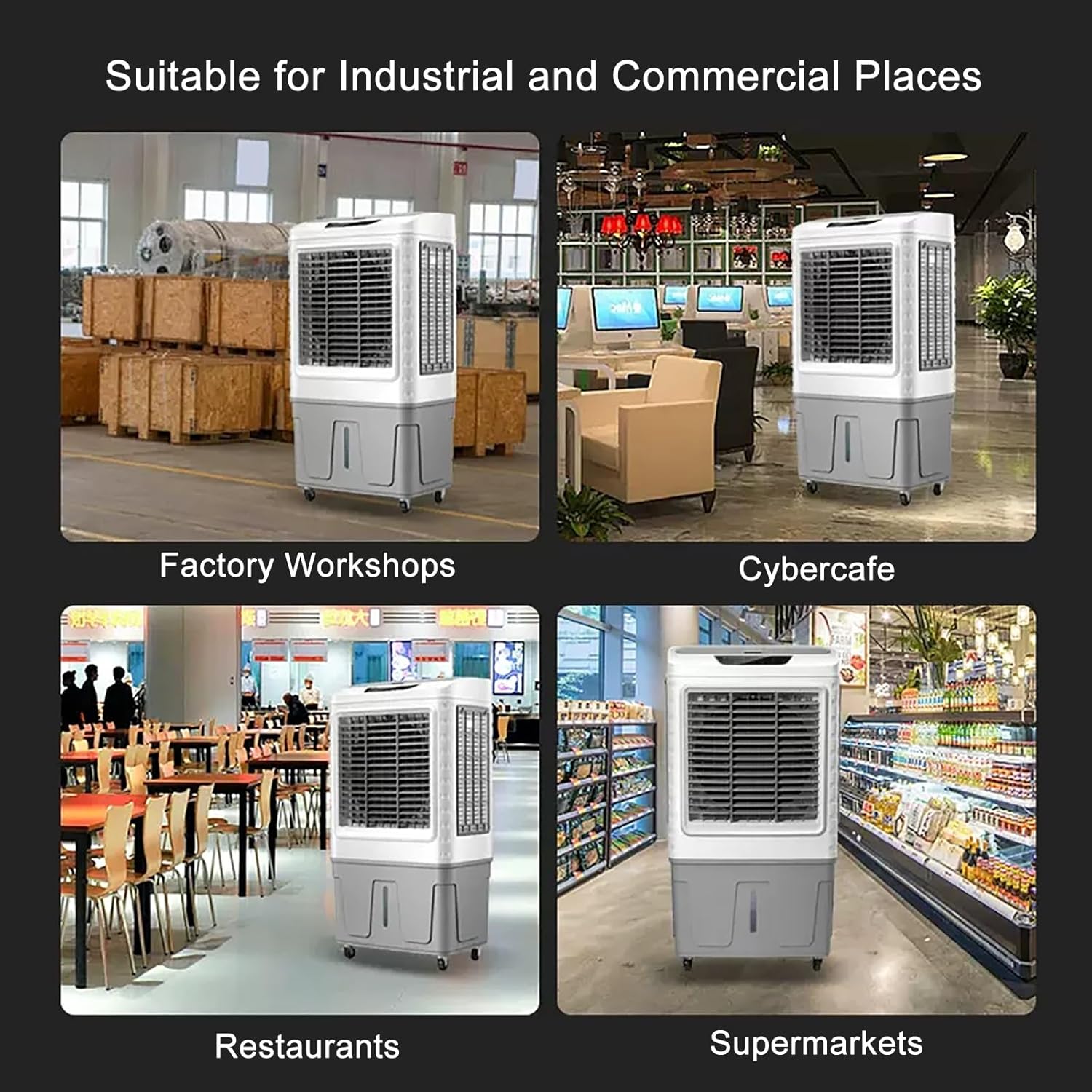 3 in 1 Portable Air Conditioner, Swamp Cooler, Evaporative Air Cooler Outdoor Cooling Fan, 120° Oscillating, 3 Speed for Patio Garage Industry Commercial Use(44.5x34x85cm/18x13x33inch)