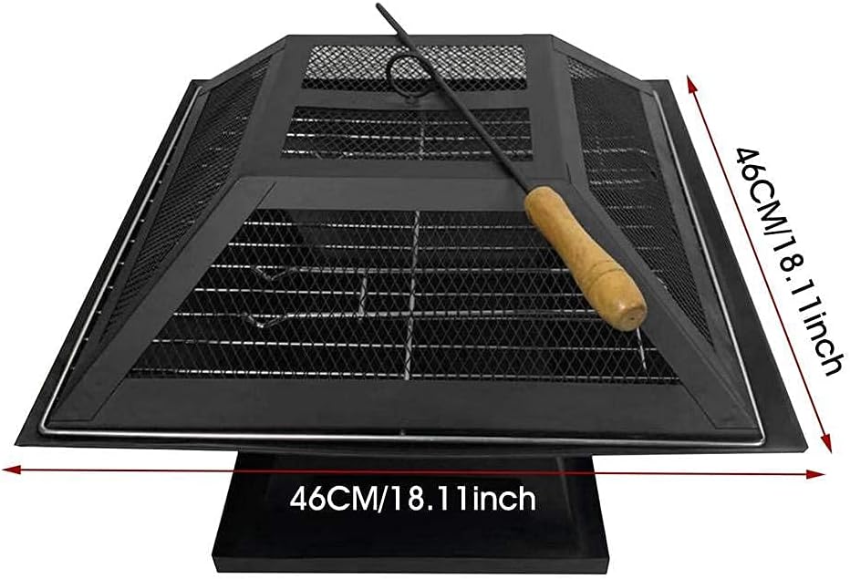 ItzZa Grill with Heater Outdoor Garden Black Barbeque Metal Brazier Patio Decor Firepit