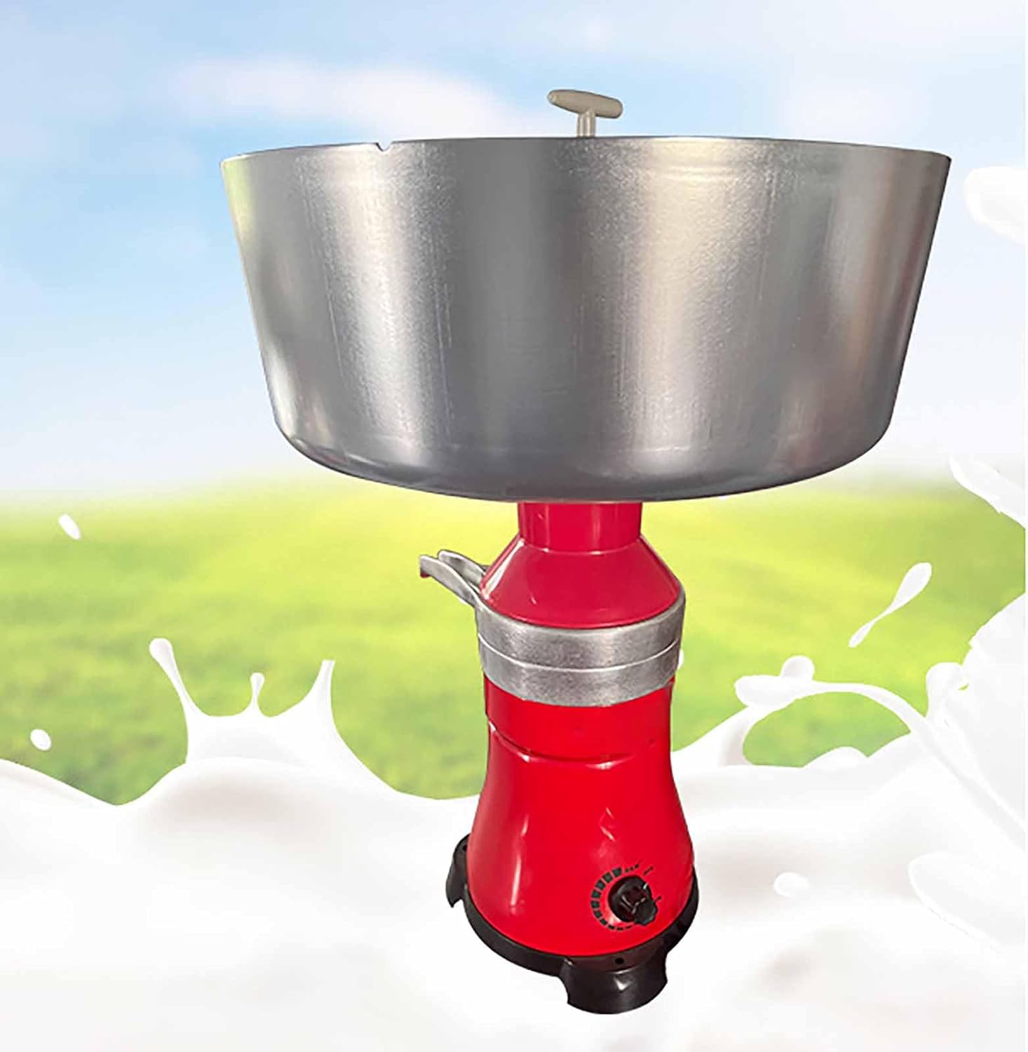 Electric Milk Cream Separator Machine, Aluminum Alloy Cream Skimmer for Cow, Goat, and Sheep Milk, 12L Centrifugal Butter and Milk Separator