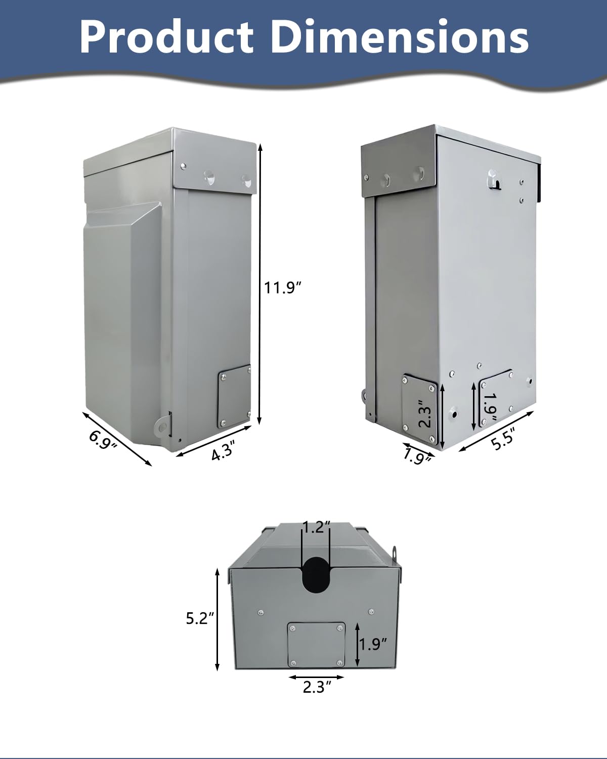 50 Amp Generator Power Inlet Box, NEMA SS2-50P 3-Prong, 125/250V 12500W Weatherproof Outdoor Generator Outlet Receptacle for Generator Cord