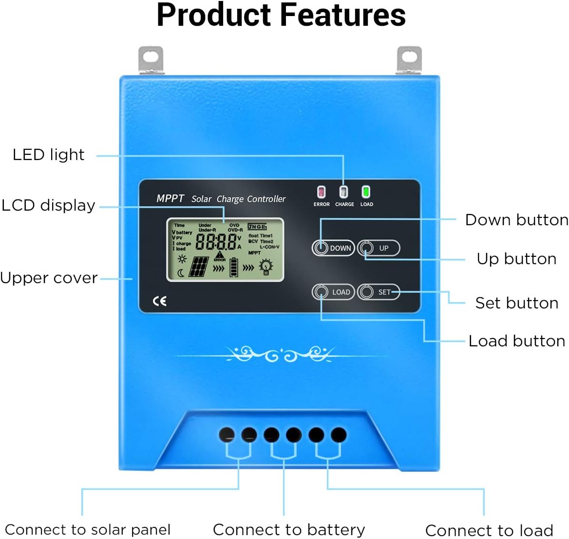 30A MPPT Solar Charge Controller 12V/24V Auto Working Buck Solar Panel Battery Regulator Maintainer with LCD Display for Solar Panel Battery Overload Protection