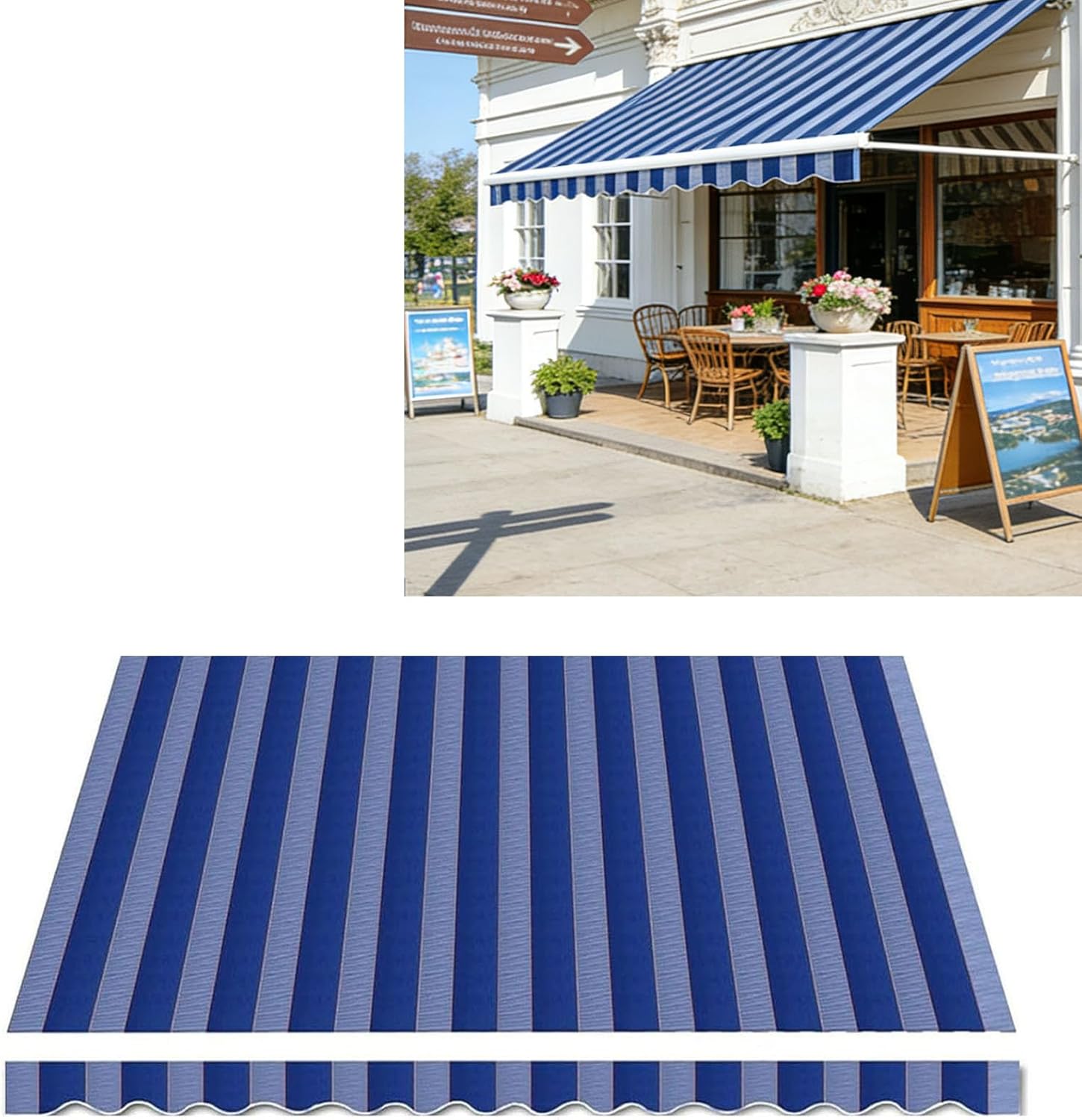 Retractable Awning Canvas Replacement 11'x8' Outdoor Sun Shade Shelter Cover Patio Awnings Manual Canopy Fabric Replacement Uv & Water-Resistant Polyester Cloth(Size:22x13ft,Color:A)