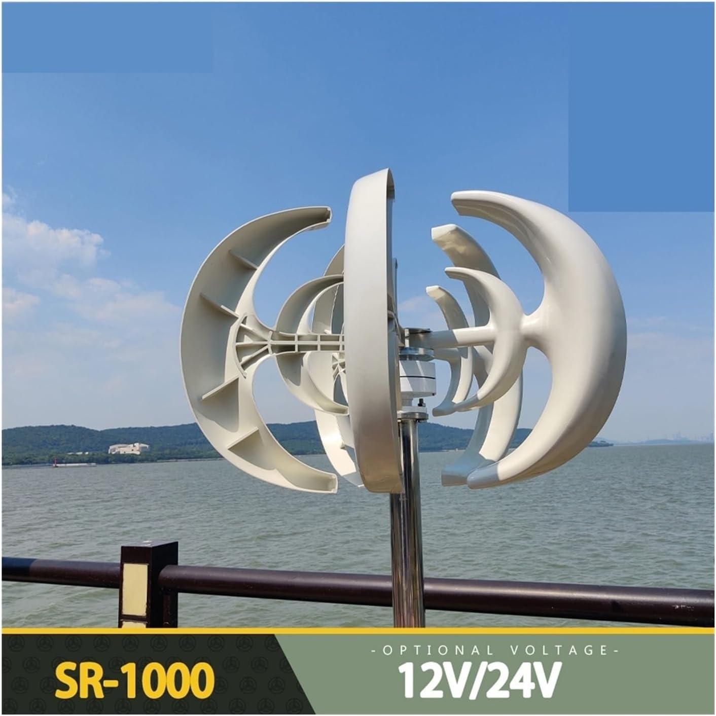 Wind Turbine Generator, 1000W Wind Turbine 12v 24v Vertical Axis Wind Turbine Small Windmill Free Energy Band MPPT Charge Controller For Home for Marine, RV, Home(Blue,WITH MPPT SET_24V)