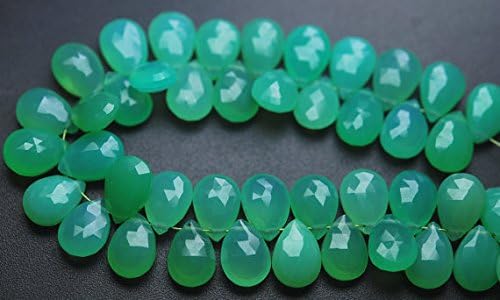 13 inch natural beads strand of 7x10mm faceted pear chrysoprase chalcedony gemstone briolletes beads for DIY jewelry - necklace, bracelet, earring, ring.