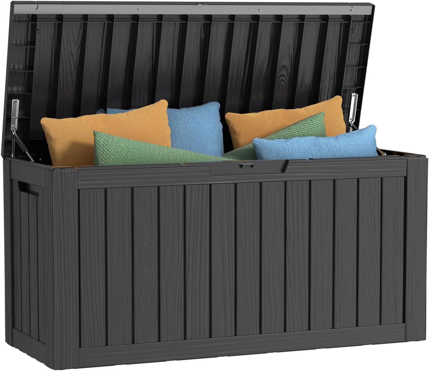 Vixzen 80 Gallon Resin Deck Box, Lockable Outdoor Storage Box for Patio Cushions Storage Furniture,Garden Tools, Pool Supplies, Weatherproof and UV Resistant- Black