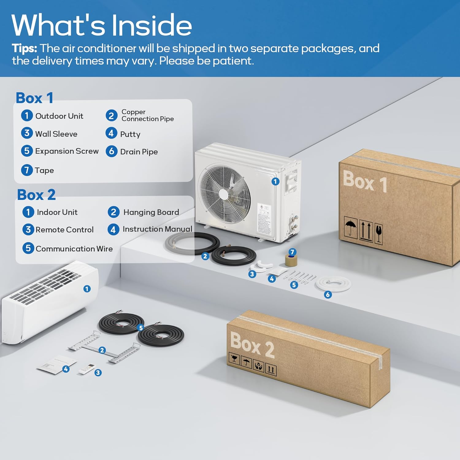 12000BTU Mini Split Air Conditioner Heat Pump, 19 SEER2 Inverter Compressor AC Unit Cools Rooms up to 750 Sq. Ft, 230V Ductless Split AC with Pre-Charged Condenser & Installation Kit