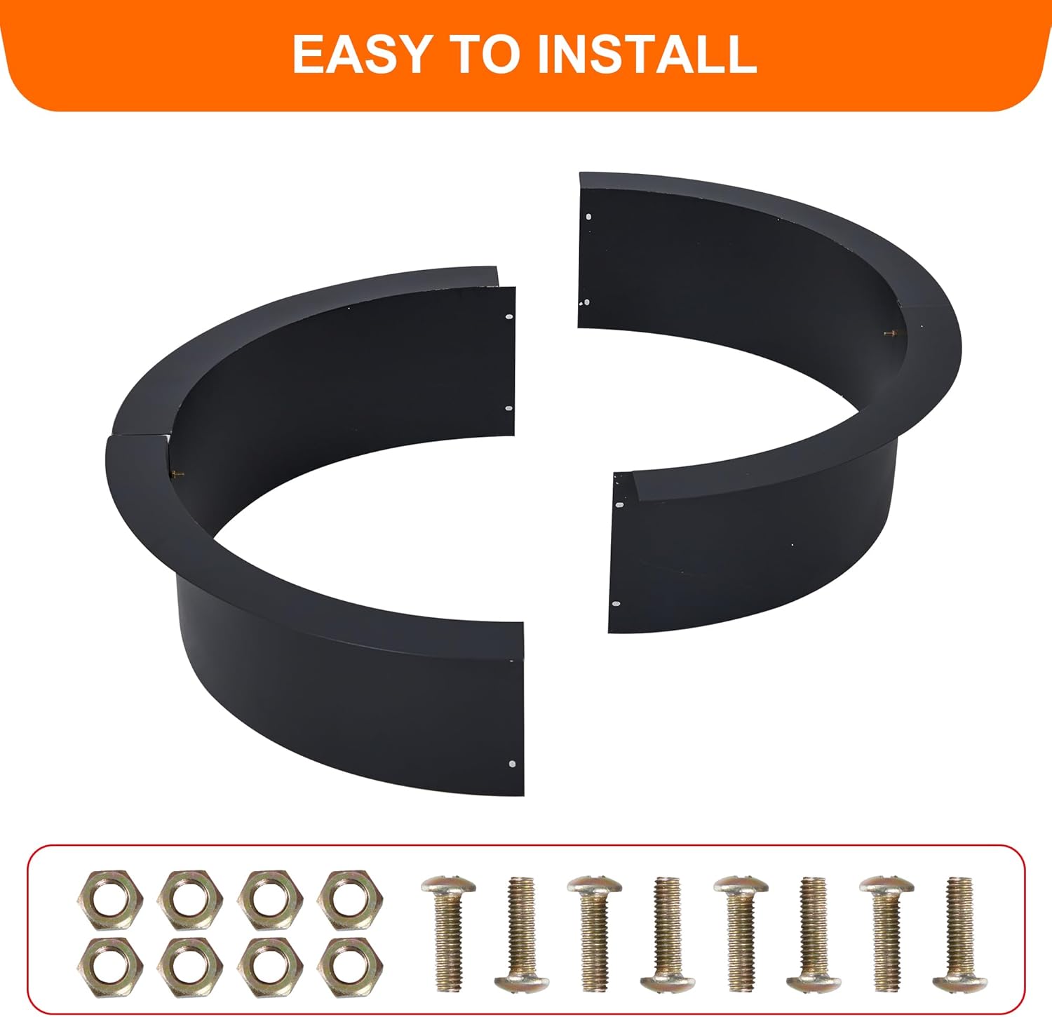 36 inch Inner Fire Pit Ring, Outdoor 2.5MM Steel Firepit Ring 42 inch Outer Large Bonfire Fire Pit Insert Round, In-Ground Fire Pit, Outside Wood Burning DIY for Camping Garden Patio