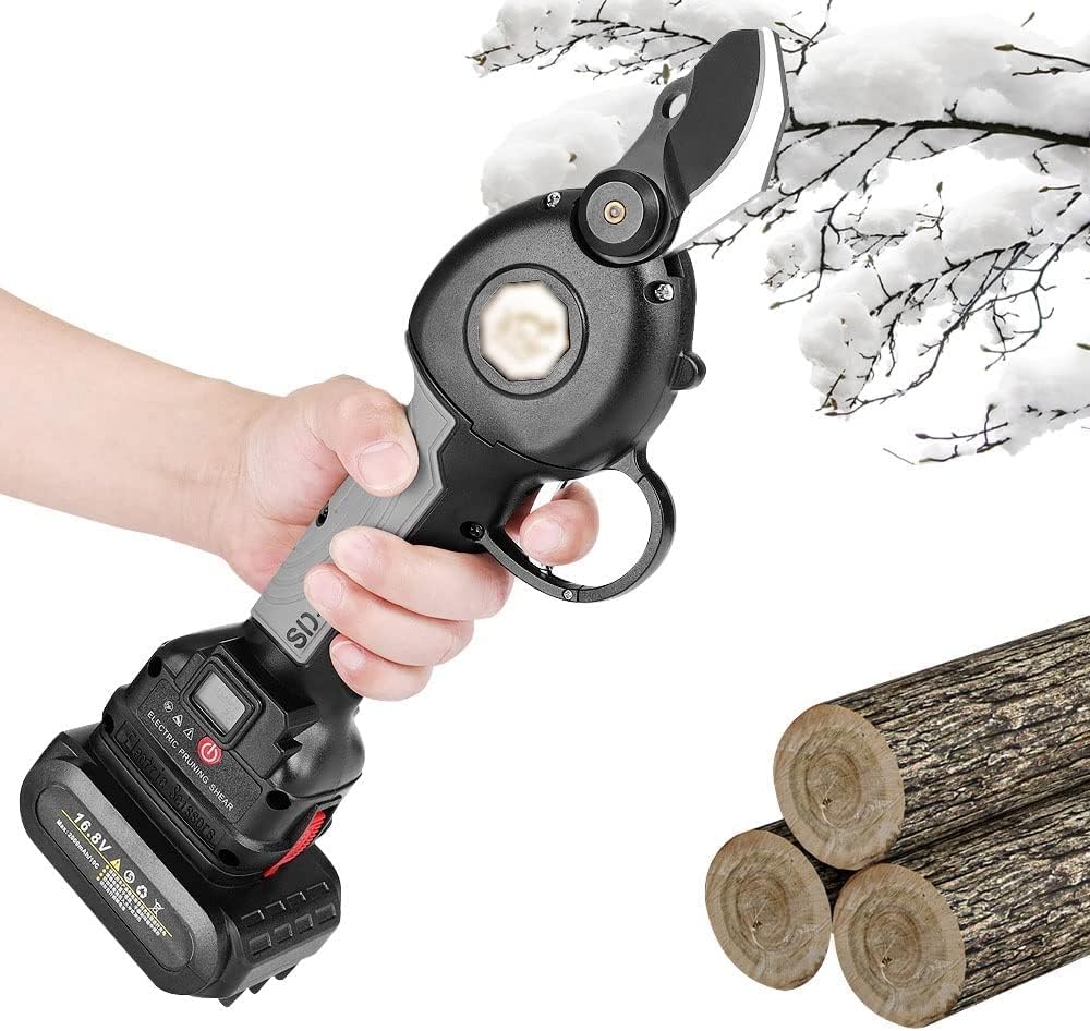 Cordless Pruning Shears Electric with 30MM Cutting Diameter Rechargeable Lithium Battery×2 Powered Tree Branch Pruner,Black