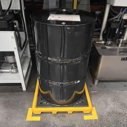 Oil Drum Tray, Industrial Nestable Oil Drums Leak-Proof Tray, Garage Storage Detachable Anti Slip Polyethylene Platform with Drain - Drum Containment Spill Pallet(26.4