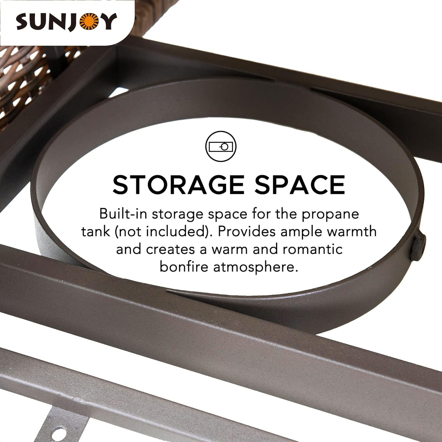 SUNJOY 38 in. Fire Pit Table, Patio Smokeless Propane Firepit (CSA Certified, 37,000 BTU) Gas Burning Brown All-Weather Wicker Firepits Large Fire Table with Lid for Outside