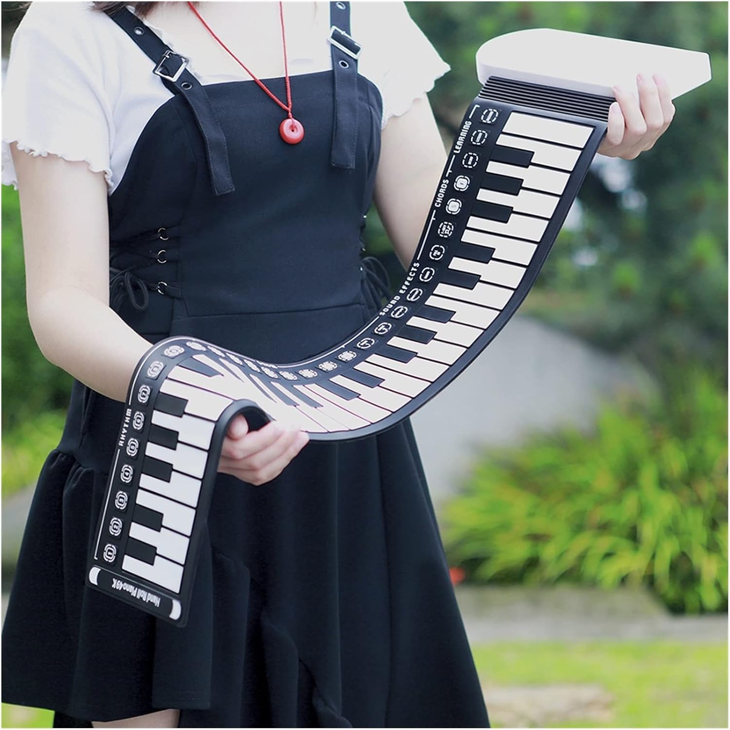 TSTS Piano Foldable 49 Keys Fold-able Electronic Piano Midi Keyboard Instrument Hand Roll Up Flexible Piano with Horn Musical
