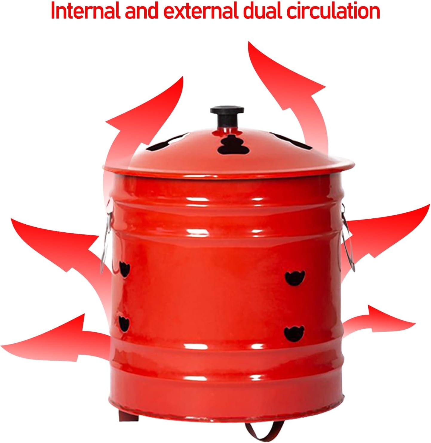 Metal Garden Incinerator Can with Lid, Outdoor Fire Pit, Burn Barrel for Ancestor Money Waste Leaf Wood Bonfire