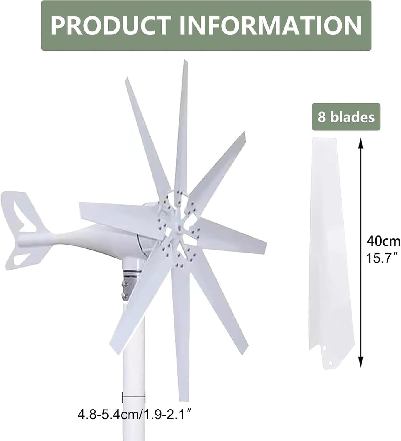 CAJUCA Wind Turbine 10000W with Wind Solar Controller, Wind Generator for Home Use, Wind Turbine Generator Kit 8 Blades Blue