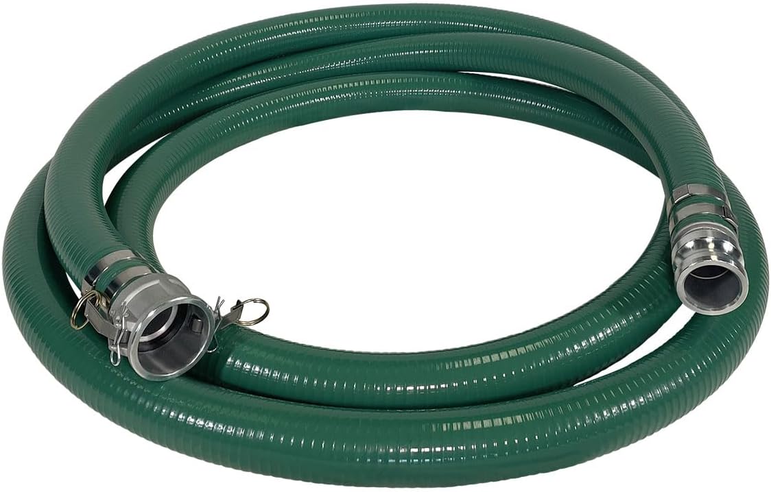 Gloxco Heavy Duty Green PVC Suction Hose Assembly for Water Transfer, 2