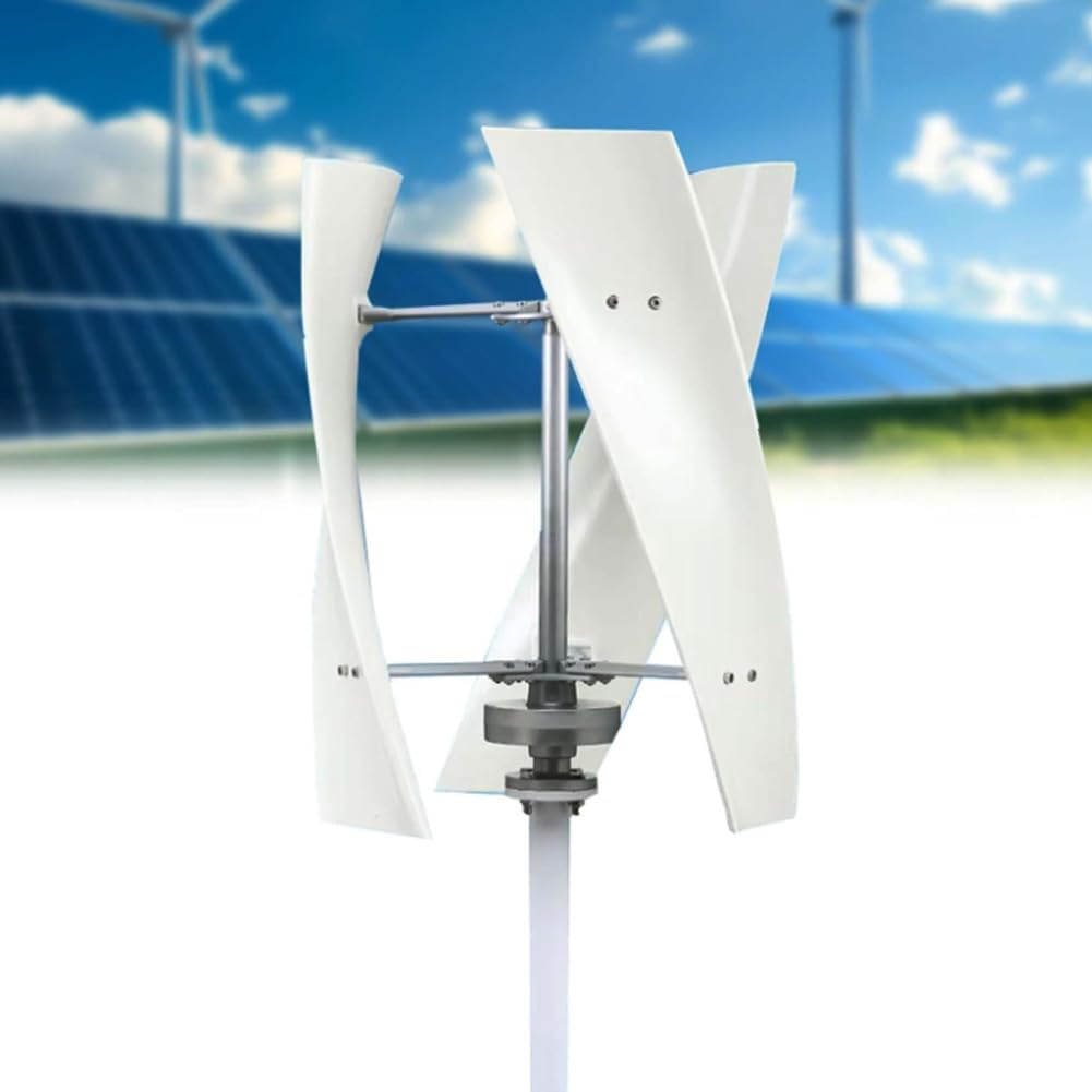Low Wind Speed Start 3 Blades 5000Wvertical Wind Turbine Generator Windmill Kit, 12V 24V 48V 220V Noise Free Portable Outdoor Wind Turbine Generatorwith Controller
