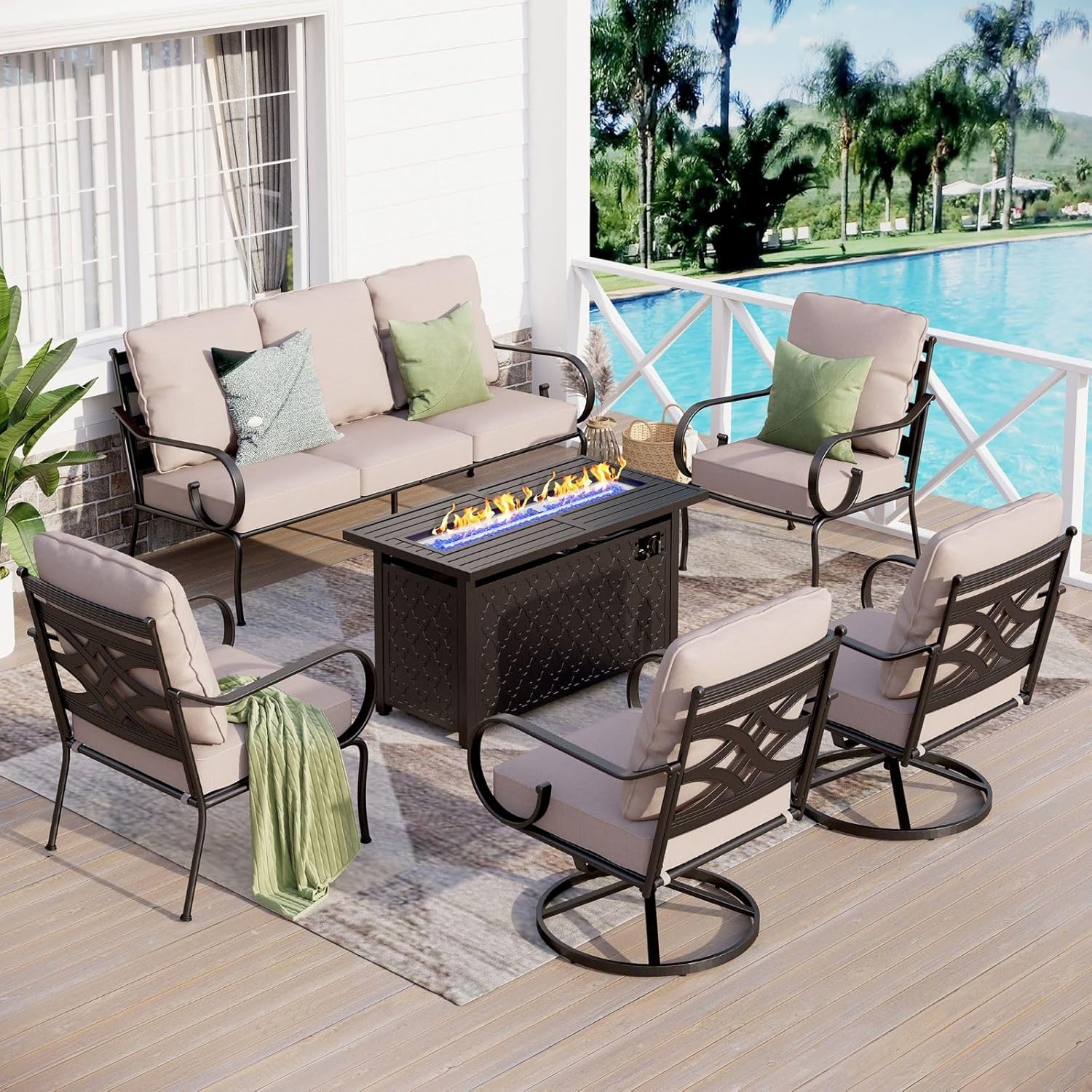 Sophia & William 6 Piece Outdoor Patio Furniture Set, 7 Seats Patio Conversation Sets with 45