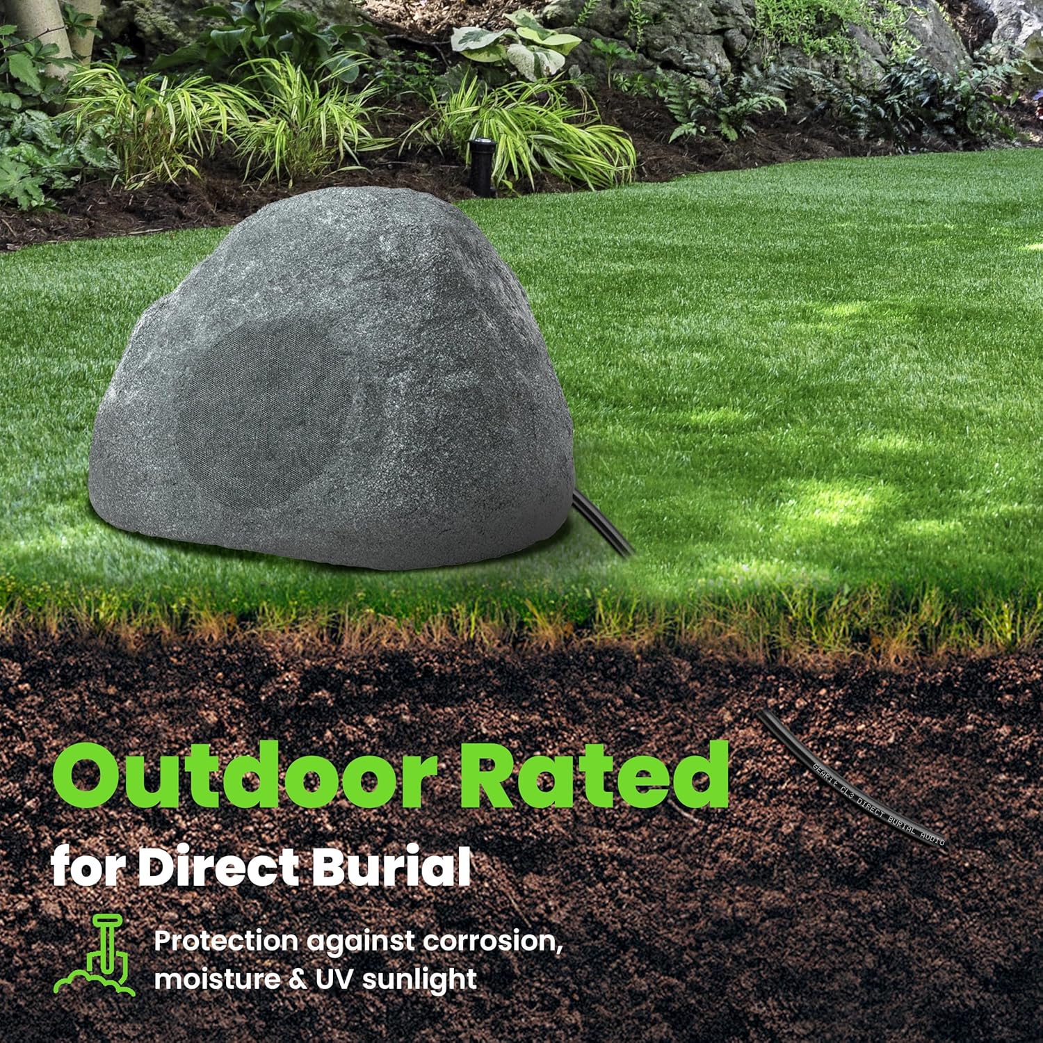 GEARit Outdoor Speaker Wire CL3 Rated, 14 Gauge Speaker Wire, Speaker Cable 200 ft for Outdoor Speakers, Patio, Garden, Backyard Audio, Direct Burial in Ground/in Wall, CCA (Black, 2-Conductors)