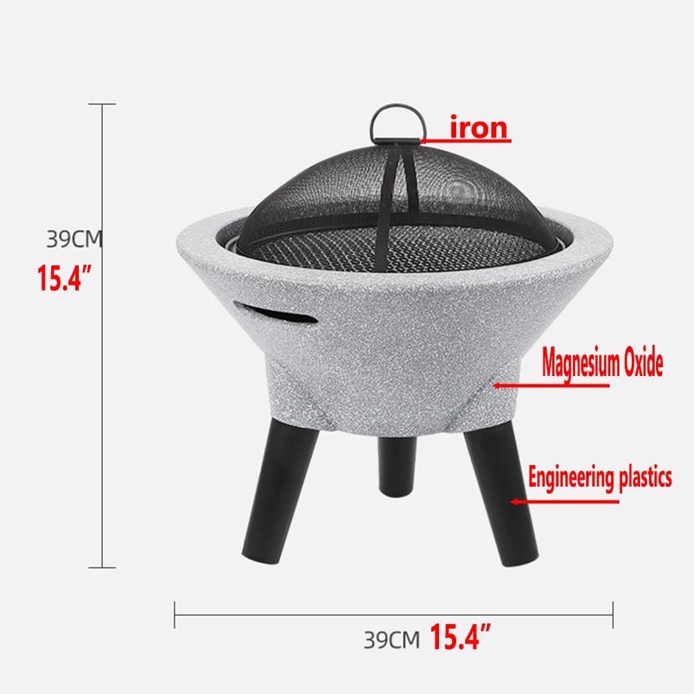 Outdoor Fire Pit Imitation Stone Fire Bowl,39CM Garden Terrace Courtyard Outdoor Wood Burning Fire Pit