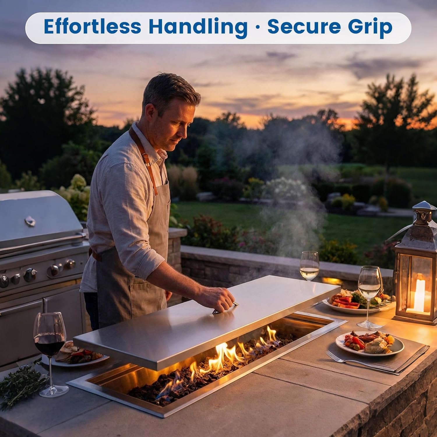 Drizzlen Premium 304 Stainless Steel Fire Pit Cover 51