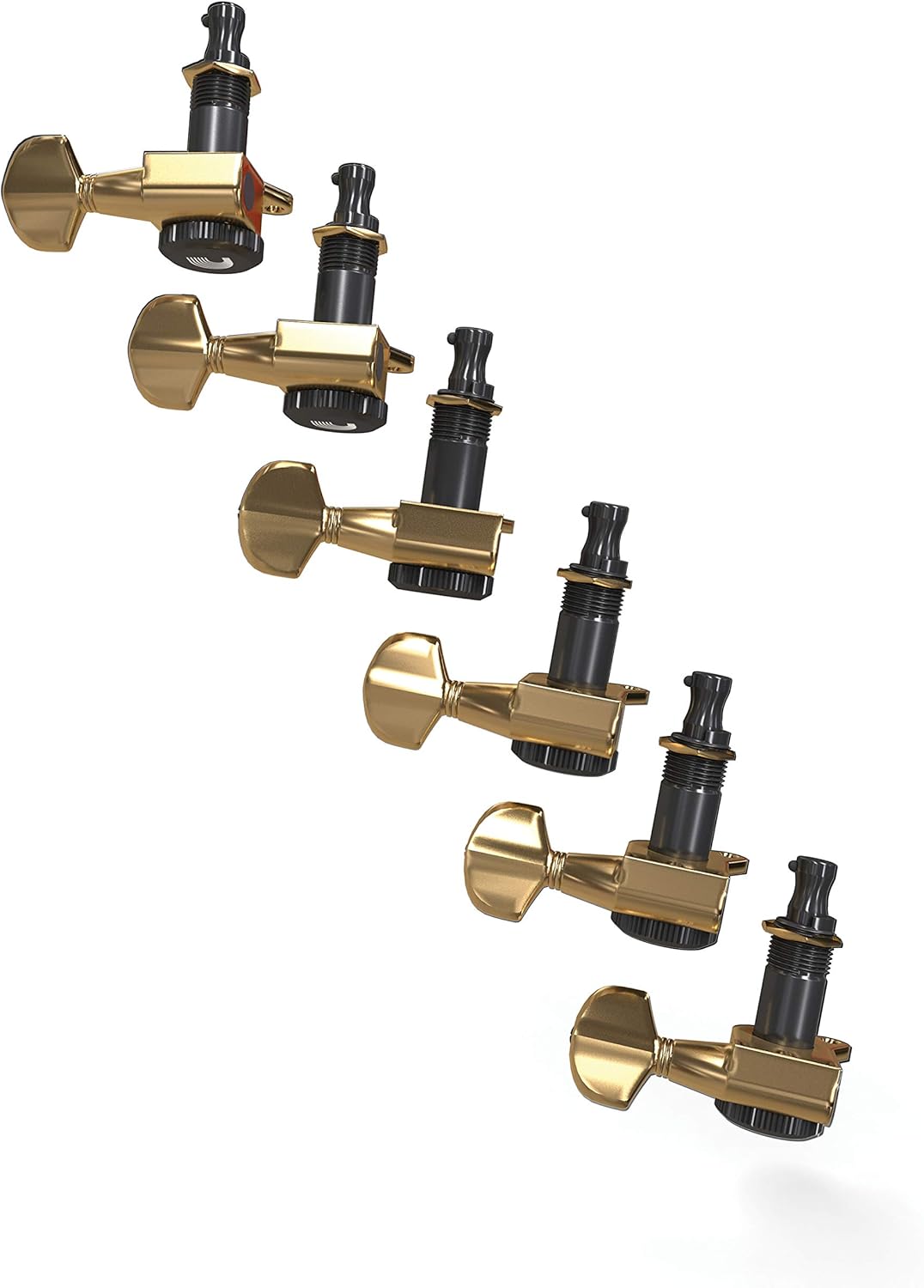D'Addario Accessories Auto-Trim Tuning Machines, 6 In-Line setup, Gold