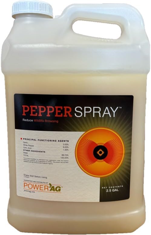 Pepper Spray Animal Repellent, 2.5 Gallons Concentrate, All-Natural, Deter Animals from Garden and Crops