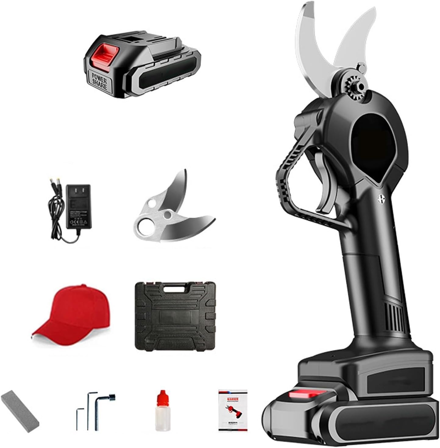 Brushless Electric Pruning Shears,Garden Branch Pruning Shears,Branch Shears,Lithium Battery*2,Suitable for Farms,Pastures,Orchards (A)