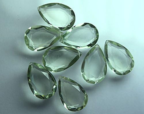 4 match pair, super rare natural green amethyst faceted double cut pear shape briolettes calibrated size 12x16mm