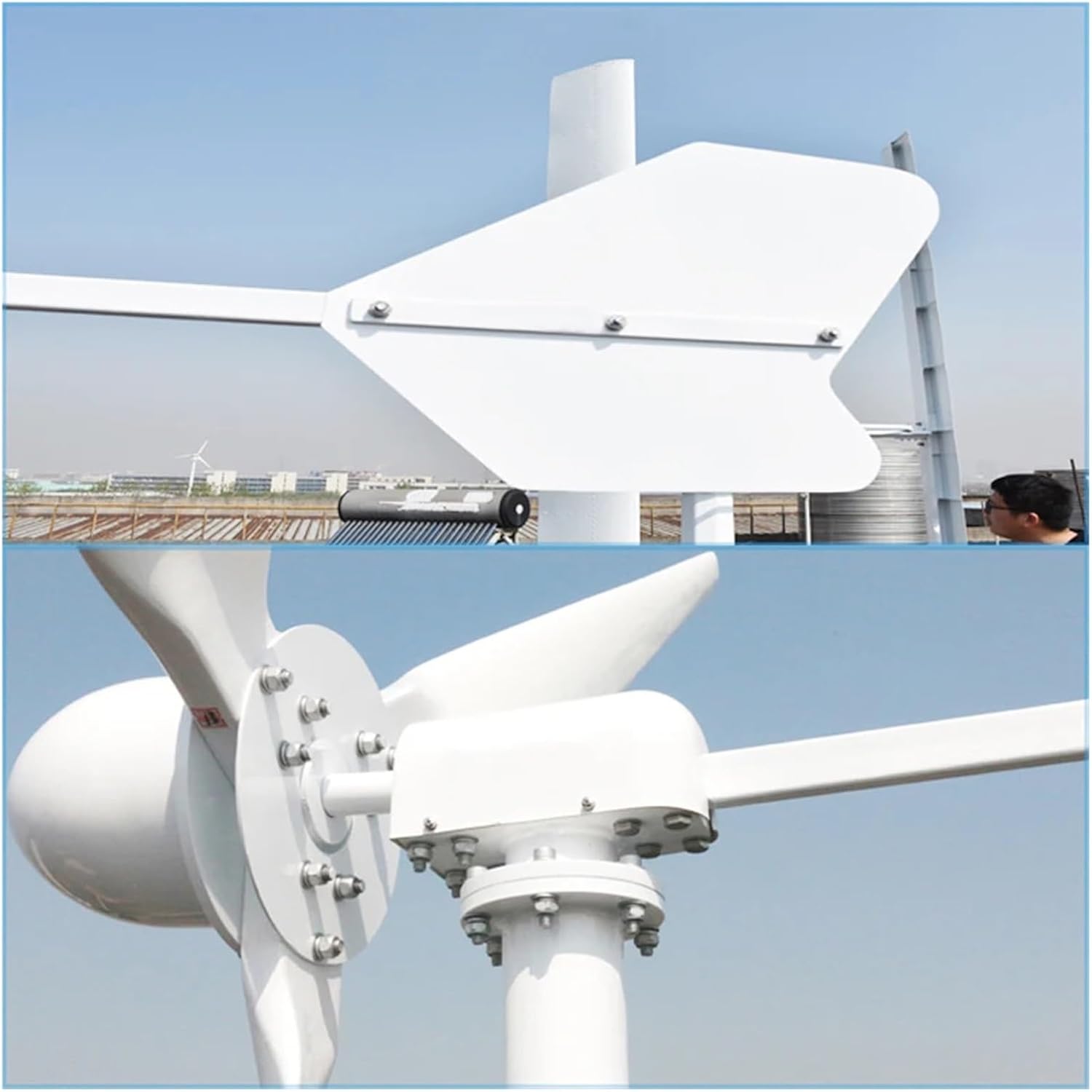 Windmill Generator, 10KW Horizontal Axis Wind Turbine Generator Three Phase AC 3 Blades 10000W 48V 96V Windmill For Farm Home (Size : 96V, Color : 10KW), 1005006129112932