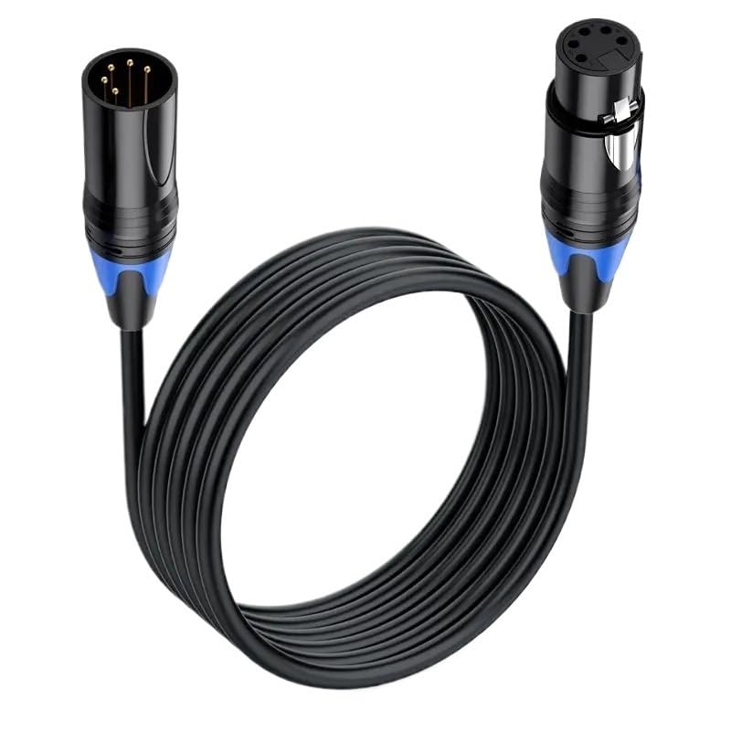 XLR 5Pin 5-Core Male to Female Audio Amplifier, Mixing Console, Lighting Spotlight Connection Cable 0.5M 1.8M 300cm 5M 10M(5m)
