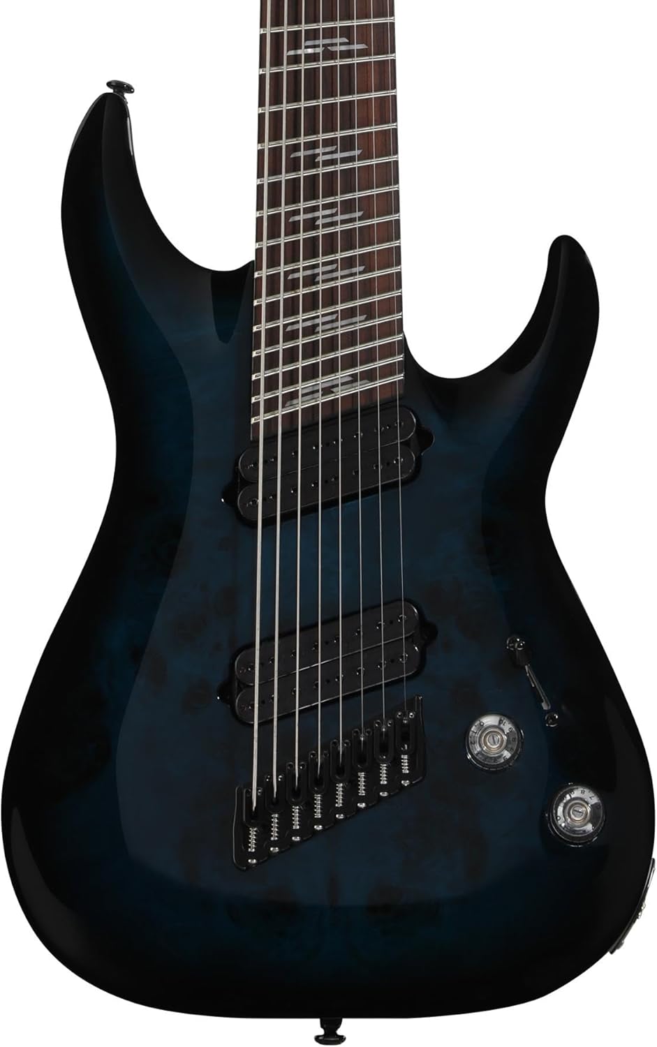 Schecter Omen Elite-8 Multiscale 8-string Electric Guitar - See Through Blue Burst