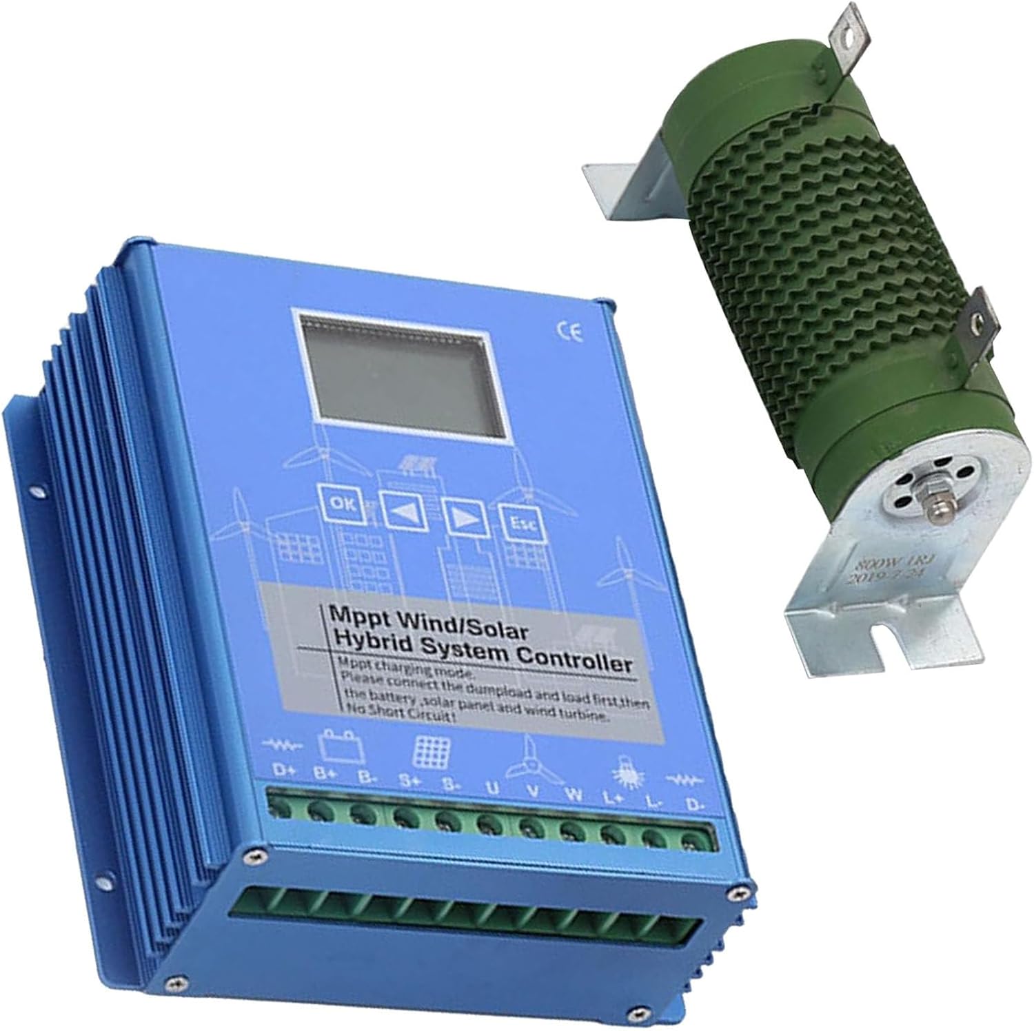 Wind Solar Hybrid Charge Controller,15000W,Hybrid Charge Controller,Mppt Boost Charging with LCD Display and Dump Load,Automatic Controller for Home, Boat, Street Light,12V/24V/48V 24V