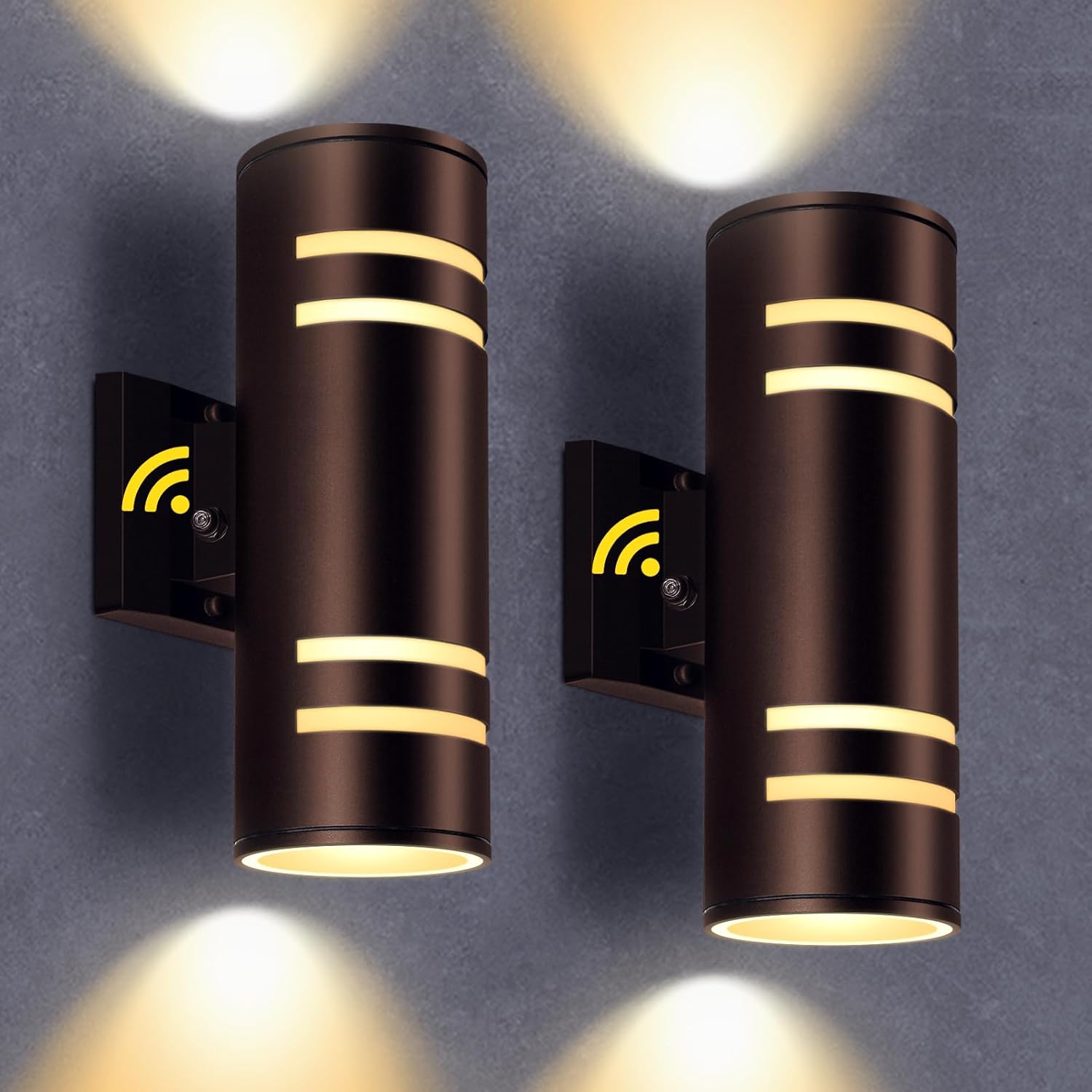Outdoor Wall Sconce, Dusk to Dawn Up and Down Outdoor Wall Light, IP65 Waterproof LED Exterior Lighting Fixtures, Bronze Modern Wall Sconces 2 Pack for Hallway, House, Porch, Backyard, Garage