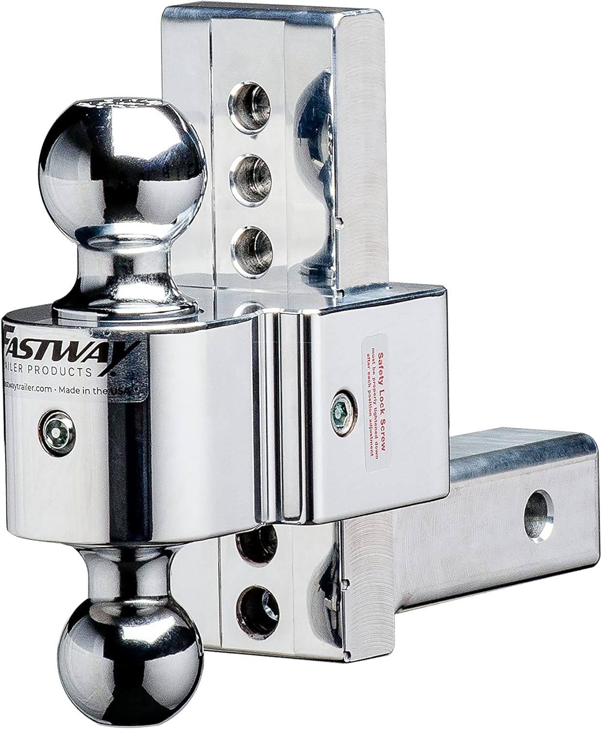 Fastway Flash STBM DT-STBM6600 Adjustable Silent Tow Ball Mount with 6 Inch Drop, 2 Inch Shank, and Chrome Plated Balls