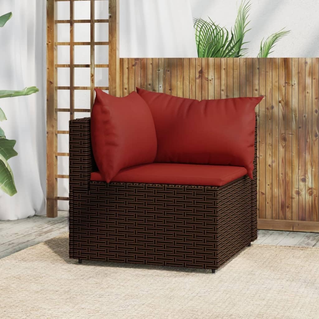 Patio Corner Sofa with Cushions Brown Poly Rattan,Modern Outdoor Rattan Corner Sofa Set with Cushions for Patio or Garden Outdoor Furniture, Patio Seating