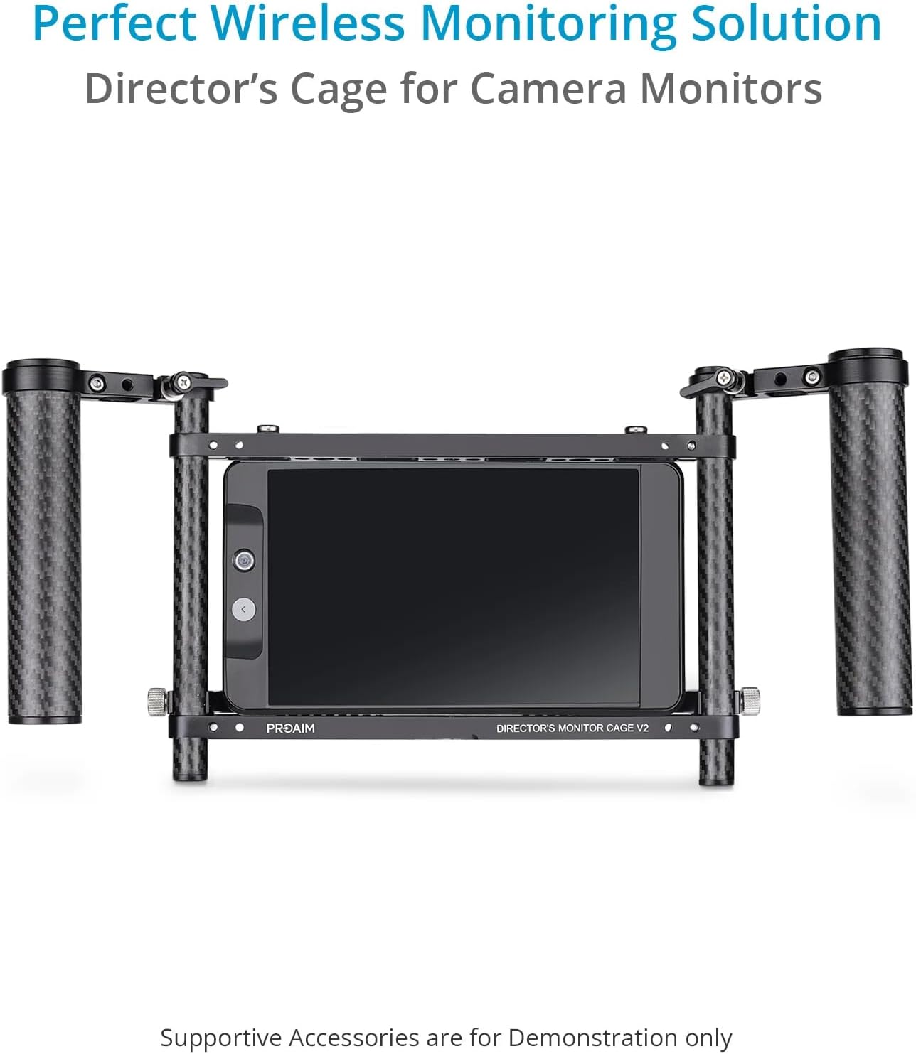 PROAIM Universal 9” Camera Monitor Director Cage for Monitor Upto 9” (Diagonally). Easy Handheld Monitoring – Dual Handles, C-Stand & Other Accessory Mounting Option. Padded Neck Strap (P-DMC-59)