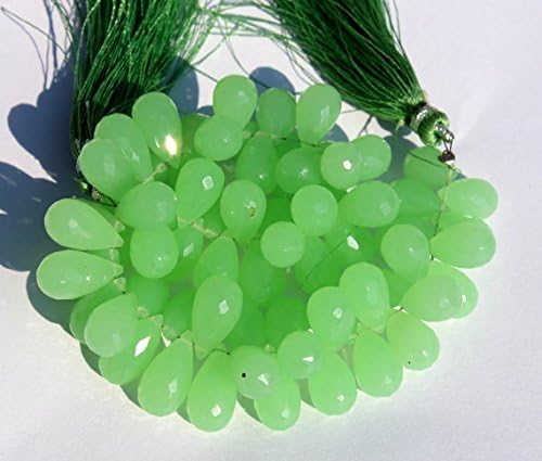13 inch natural beads strand of 12x8-14x9mm faceted teardrop seafoam green chalcedony gemstone briolletes beads for DIY jewelry - necklace, bracelet, earring, ring.