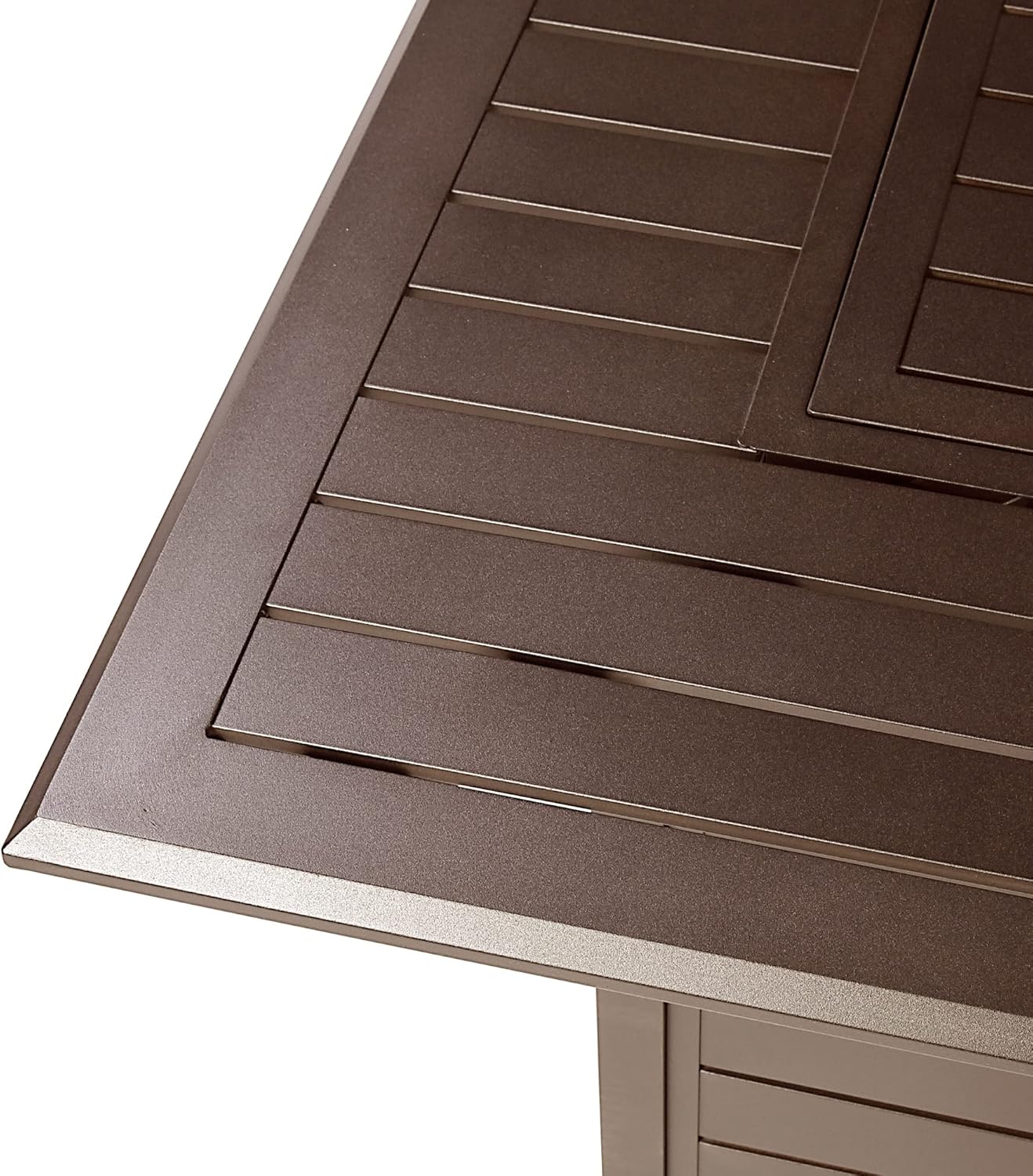 Rectangular 48 in. x 36 in. Aluminum Propane Fire Pit Table, Glass Beads, Two Covers, Lid, 57,000 BTUs in Brown Finish