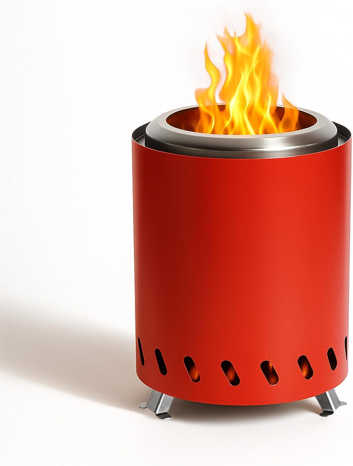 Portable Stainless Steel Wood Burning Stove Bonfire, Easy to Carry, Smokeless Firepit for Outside Outdoor Patio Camping Backyard(Size:5.9 * 7.87in,Color:red) (Red)