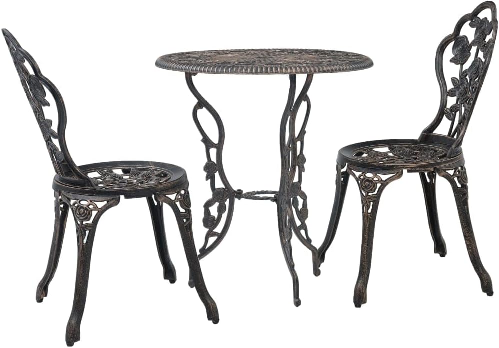 3 Piece Bistro Set Cast Aluminum,Assembly Required Patio Furniture Sets, Outdoor Furniture Sets